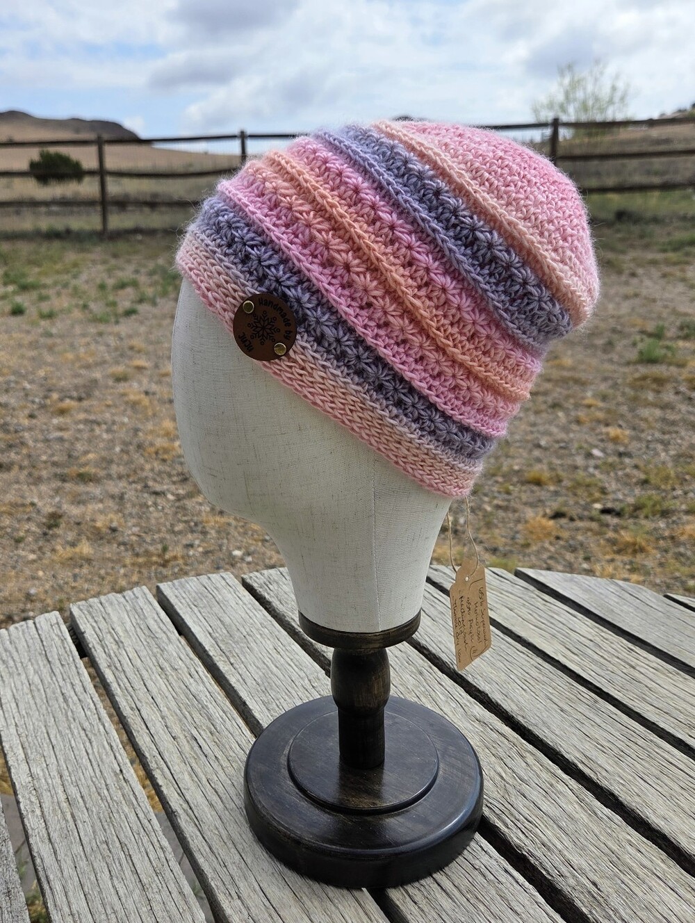 Artisan Handmade Crochet Lightweight Merino Wool Blend "Plumeria" Beanie Hat